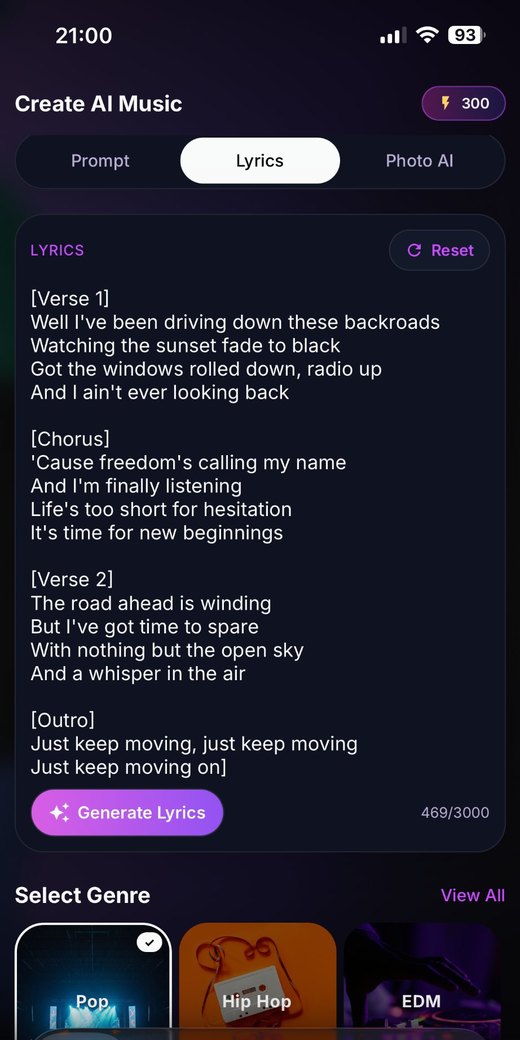 Sonx lyrics screen with real-time synced AI-generated lyrics